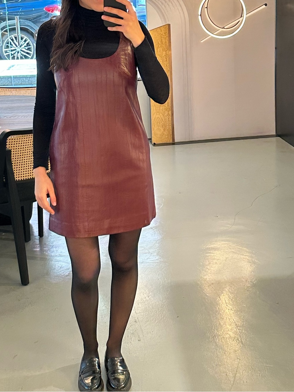 J. Crew Burgundy Leather-Effect Sleeveless Mini Dress